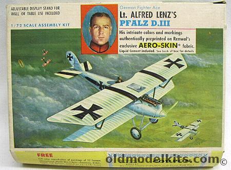 Renwal 1/72 Lt. Alfred Lenz Pfalz D-III  with Aeroskin Fabric - (DIII), 271-69 plastic model kit